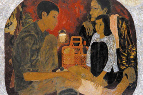 Tác phẩm: “Mẹ kháng chiến” | Hoàng Trầm | Sơn mài | 1980